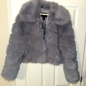 House of Harlow Womens Faux Fur Jacket